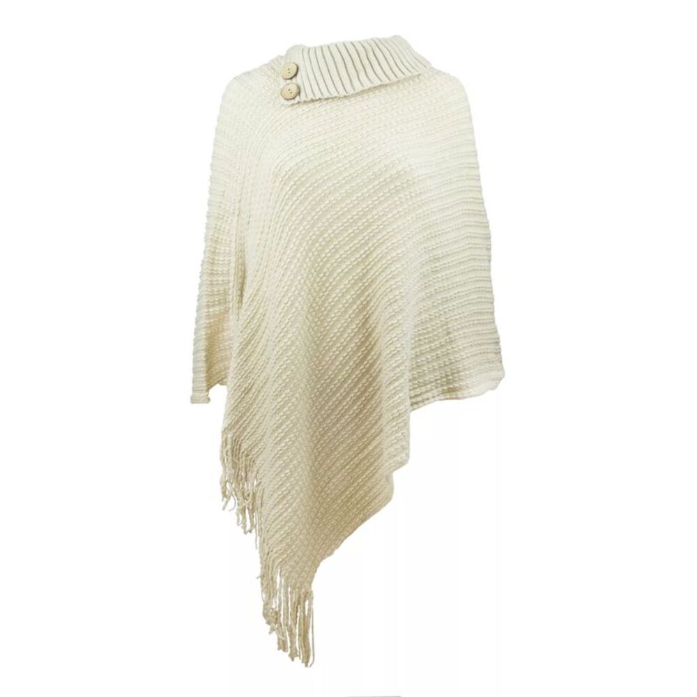 The Skyline Collection Women's Knitted Poncho in Beige, One Size